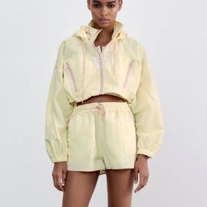 Zara Pastel Yellow Nylon Windbreaker Set